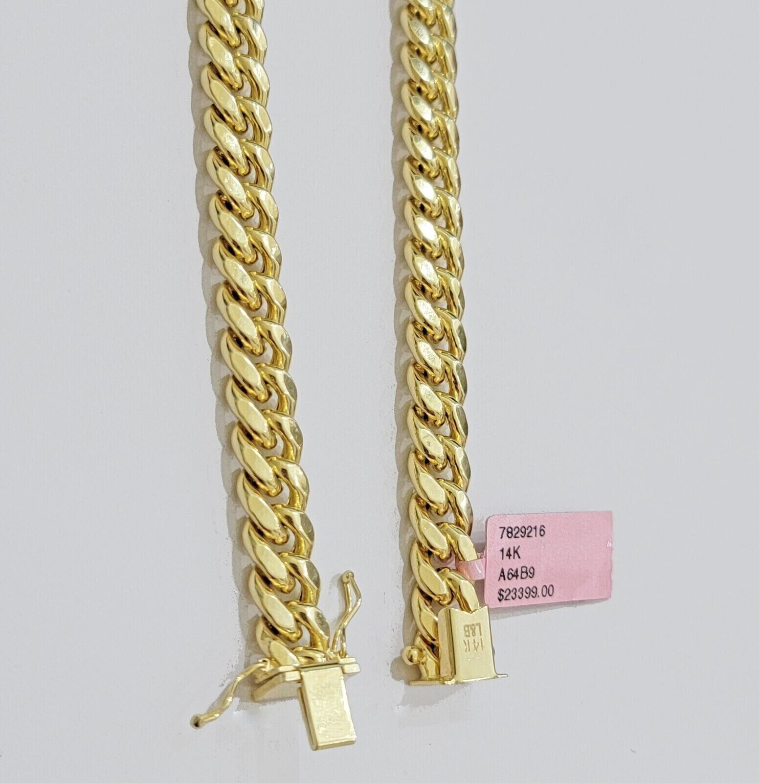 Real 14k Mens Chain Miami Cuban Link Necklace 22