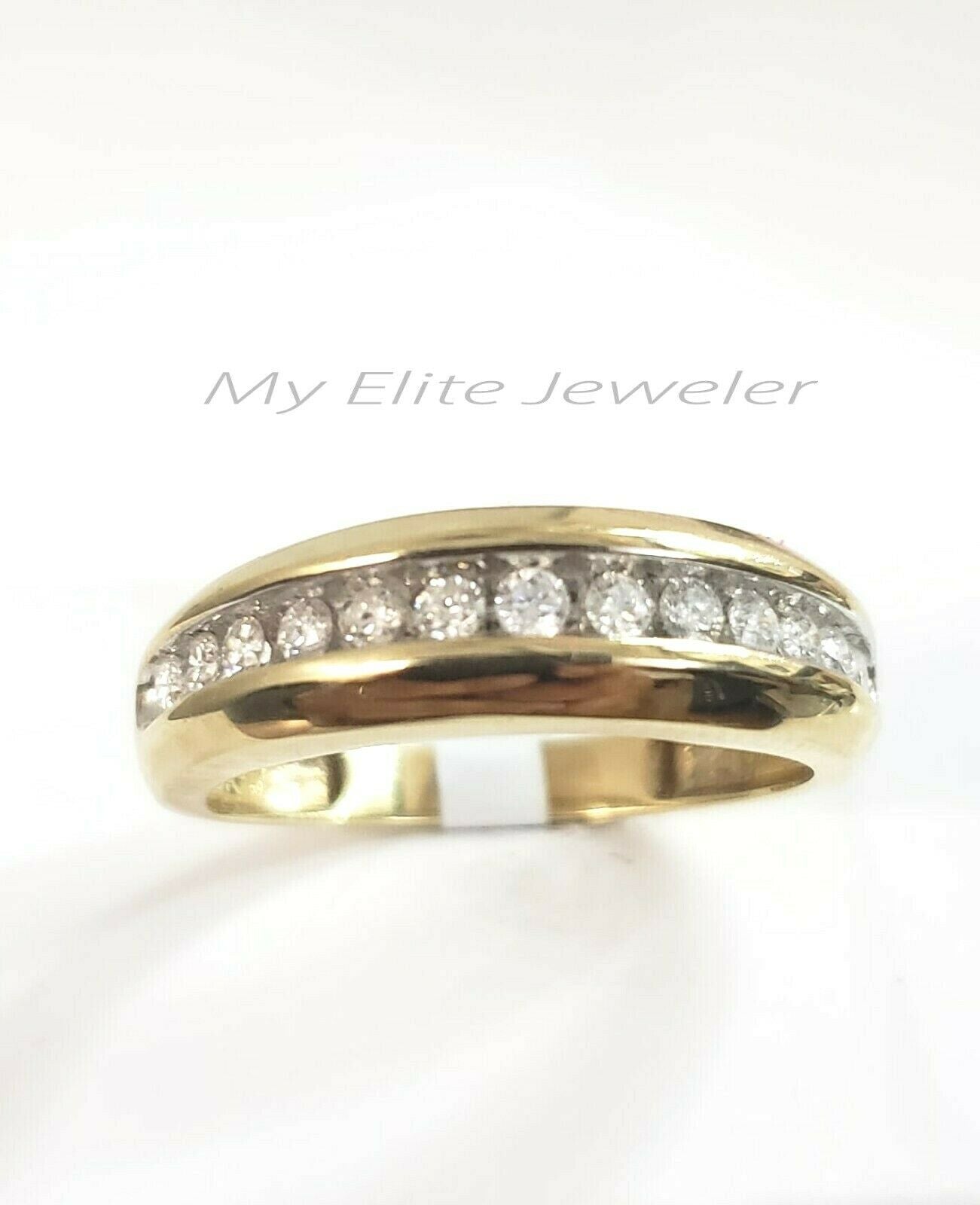 1/2 CT Men Solitaire Diamond Band Ring Round Cut 10K Yellow Gold Wedding Size 10