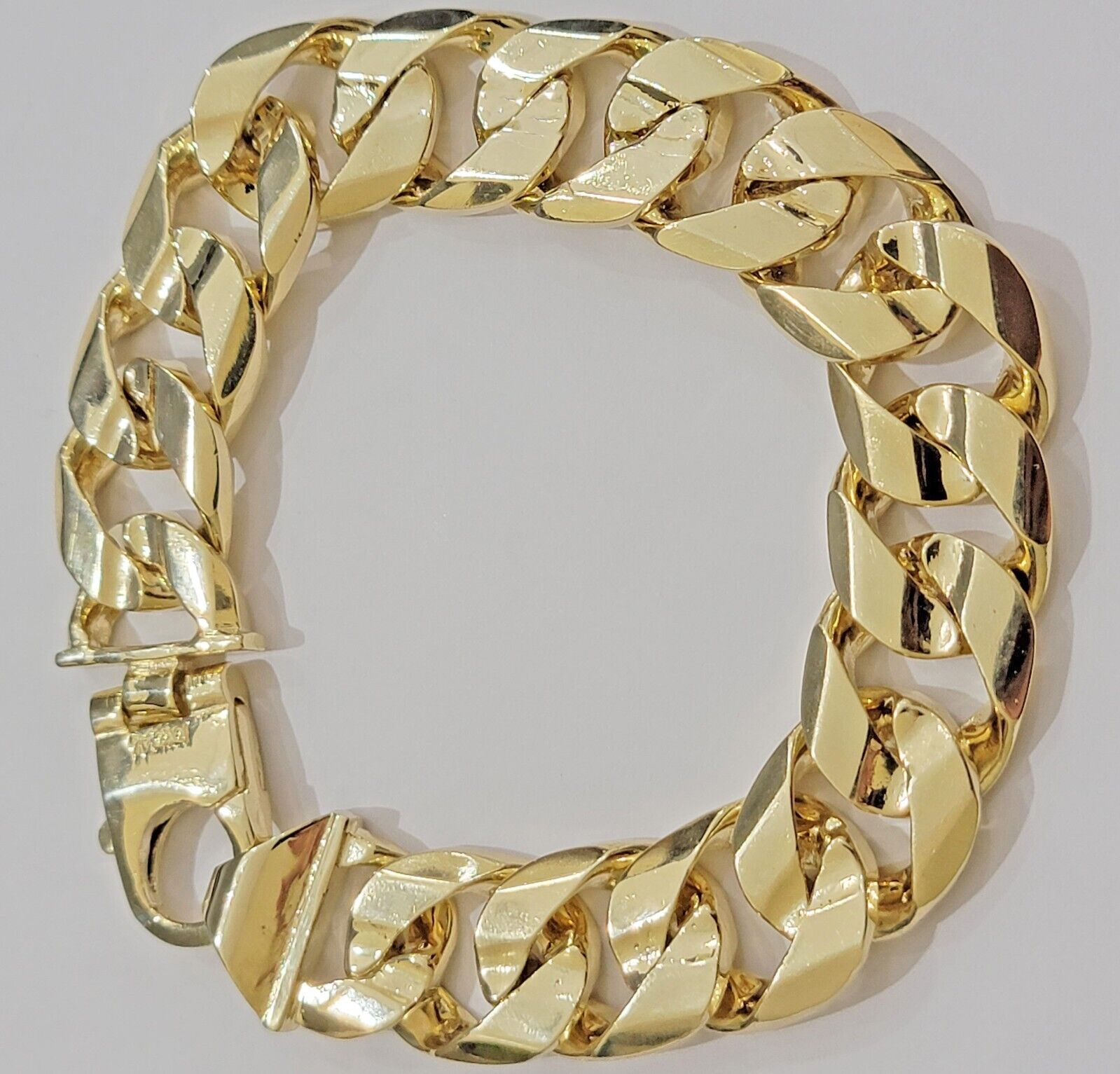 10k Gold Bracelet 17mm Miami Cuban Curb Link Mariner Anchor SOLID 9Inch REAL Men