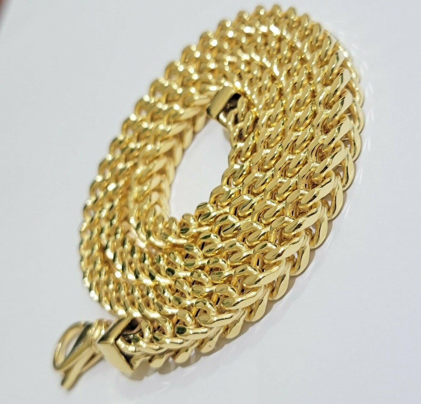 Real 10K Gold Franco Chain Men's Necklace 30" Necklace 7mm Thick, 10 KT STRONG