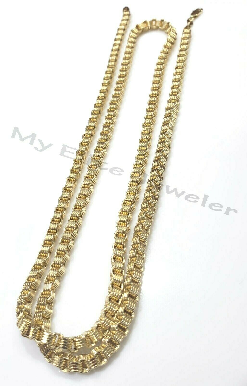 Men's 10kt Yellow Gold Box Byzantine Chain Necklace 30 Inch 4mm REAL, Rope,Cuban