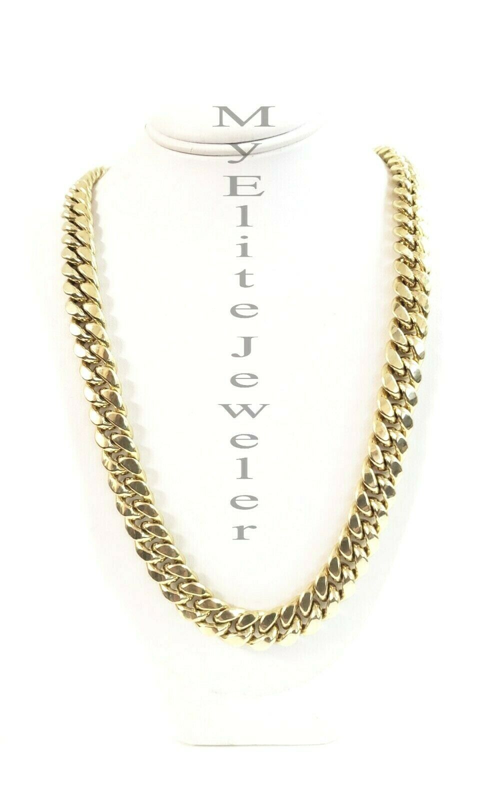 Real 10K Yellow Gold Cuban Link Chain Necklace 24" Inch Thick & Strong, 9mm, men