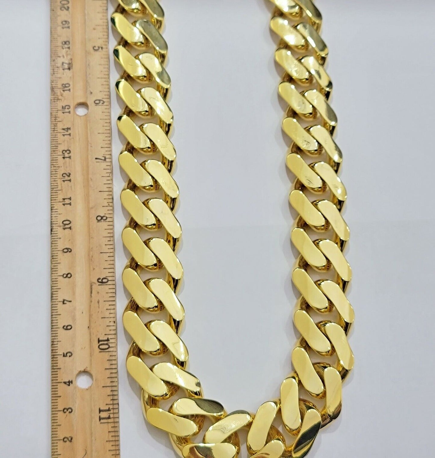 Real 10k Gold Chain Miami Cuban Royal Link 24mm Thick 30" Necklace Monaco Hollow