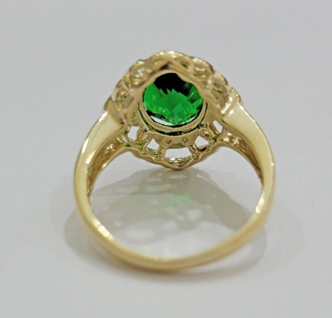 10k Yellow Gold Ladies Green Ring Women's Casual Band SALE Real 10kt Brand New