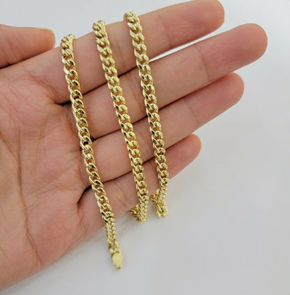 Real 10k Gold Chain Miami Cuban Link Necklace 18" 20" 22" 24" 26" 4.5mm 10kt Oro