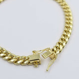 Ladies Real Gold 10k yellow Gold Cuban link bracelet 6mm 8" Long Box Lock Strong