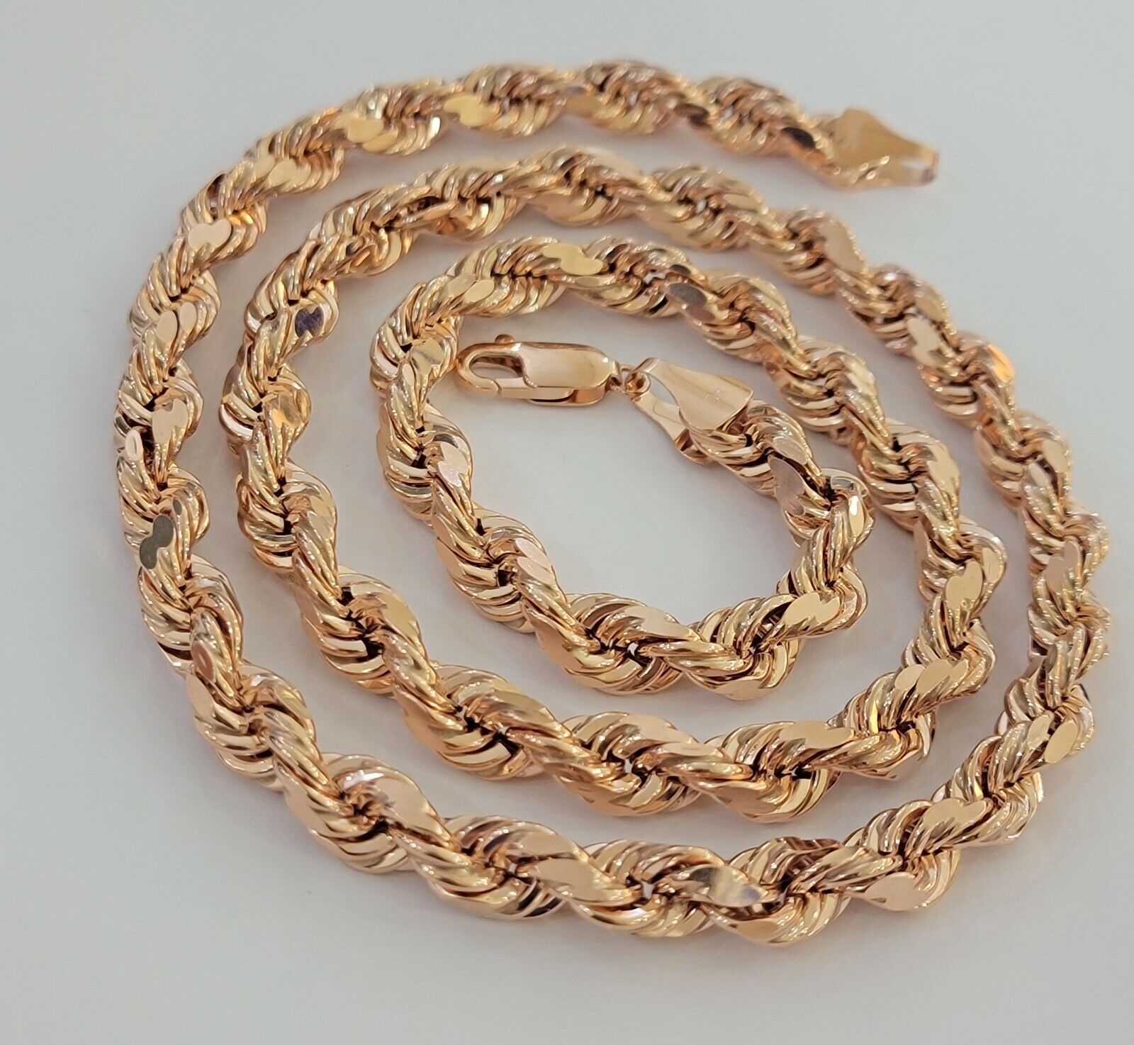 Women's 14K Gold Necklace Solid Rose Gold Rope Chain