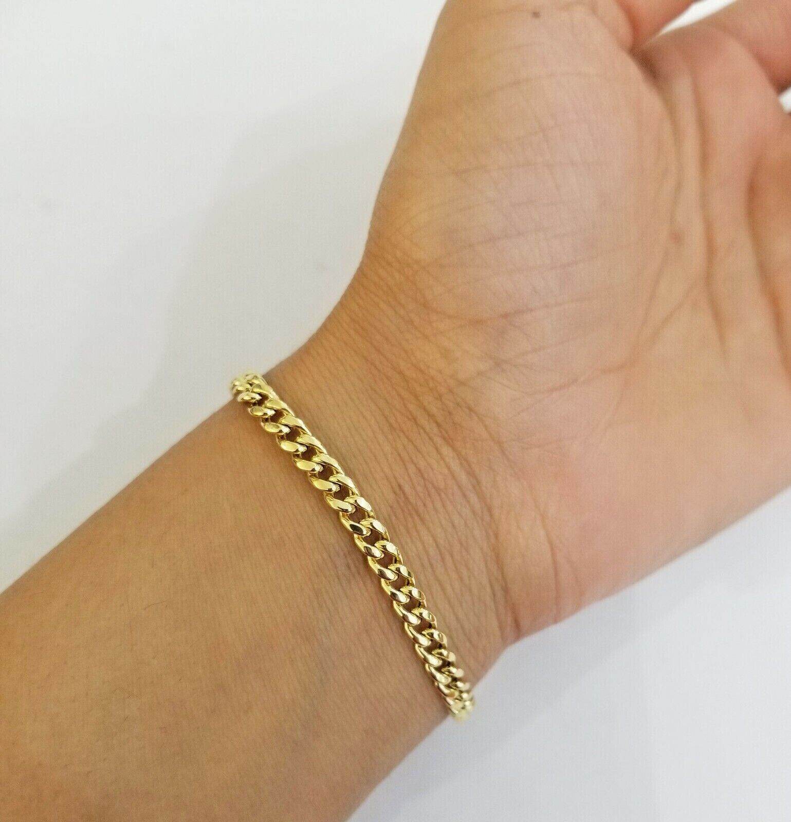 10k gold bracelet 8 Inch 4.5mm Miami Cuban Link With Lobster Lock Men Women REAL