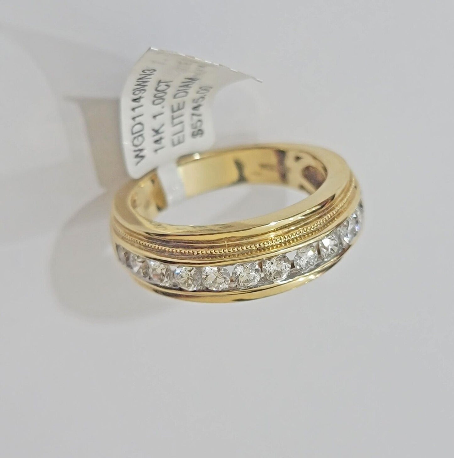 Solid 14k Yellow Gold Diamond Ring Men's Band 1CT Wedding Engagement, Genuine