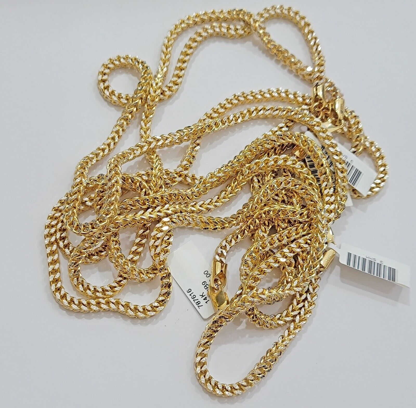Real 14k Gold Franco Chain Mens Necklace 24" 3.5mm Diamond cuts 14kt Yellow Gold