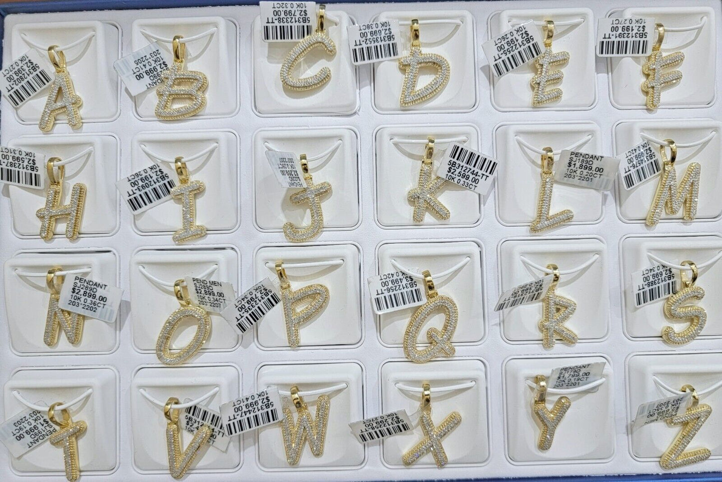 10k Gold Pendant Natural Diamond Initial Charm A-Z Alphabet 10K Yellow Gold REAL