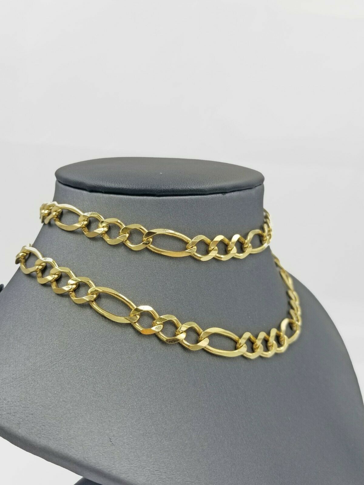 REAL 10k Gold SOLID Mens Necklace Figaro Link Chain 20