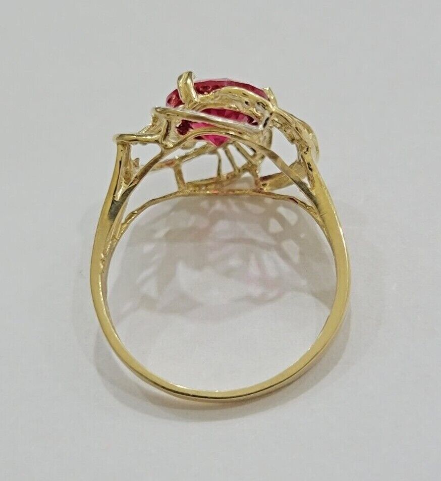 10k Yellow Gold Ladies Ruby Red Ring Womens Casual Band SALE Real 10kt Brand New