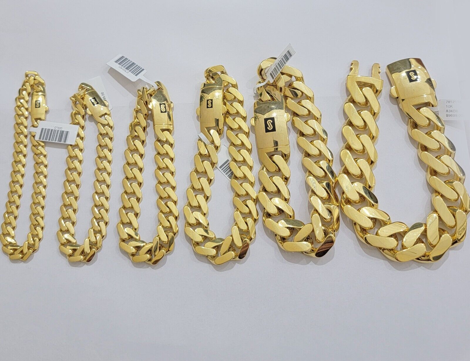 Real 10k Gold Bracelet Royal Cuban Link Monaco 8mm-20mm 8-9" 10kt Yellow Gold