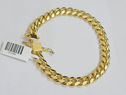 Solid 10k Gold Miami Cuban Link Bracelet 7MM 7.5" 8" 8.5" 9" REAL 10kt Gold Mens